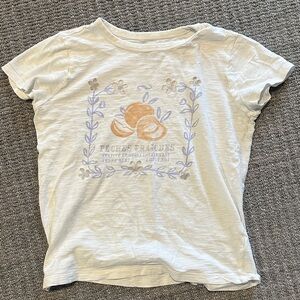 J. Crew White T-Shirt with Peach Detail - 10